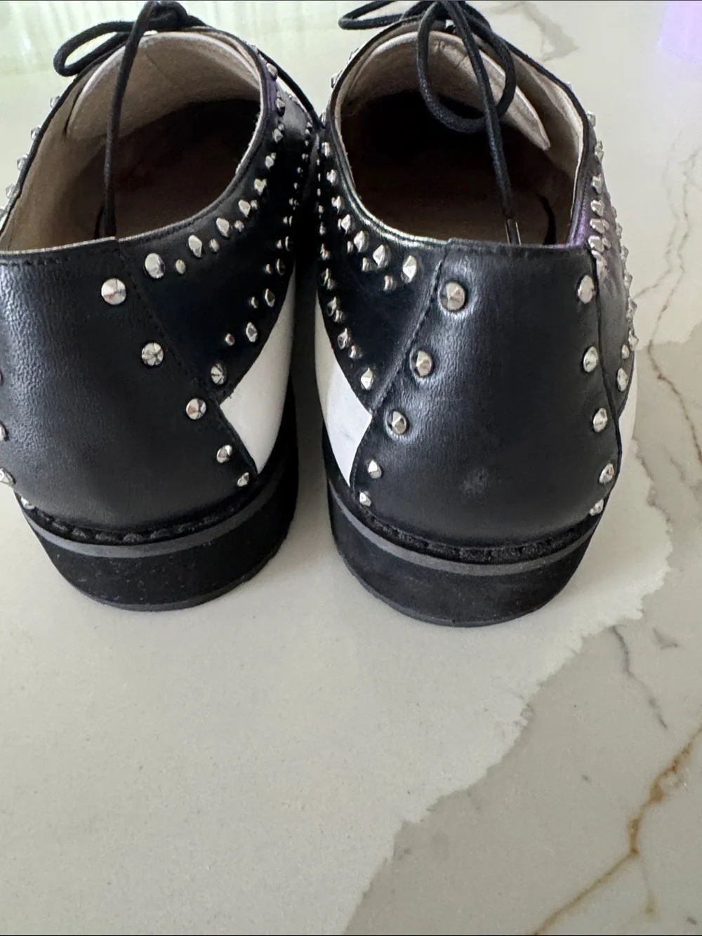 Michael Kors Black and White Studded Oxford Flats 10